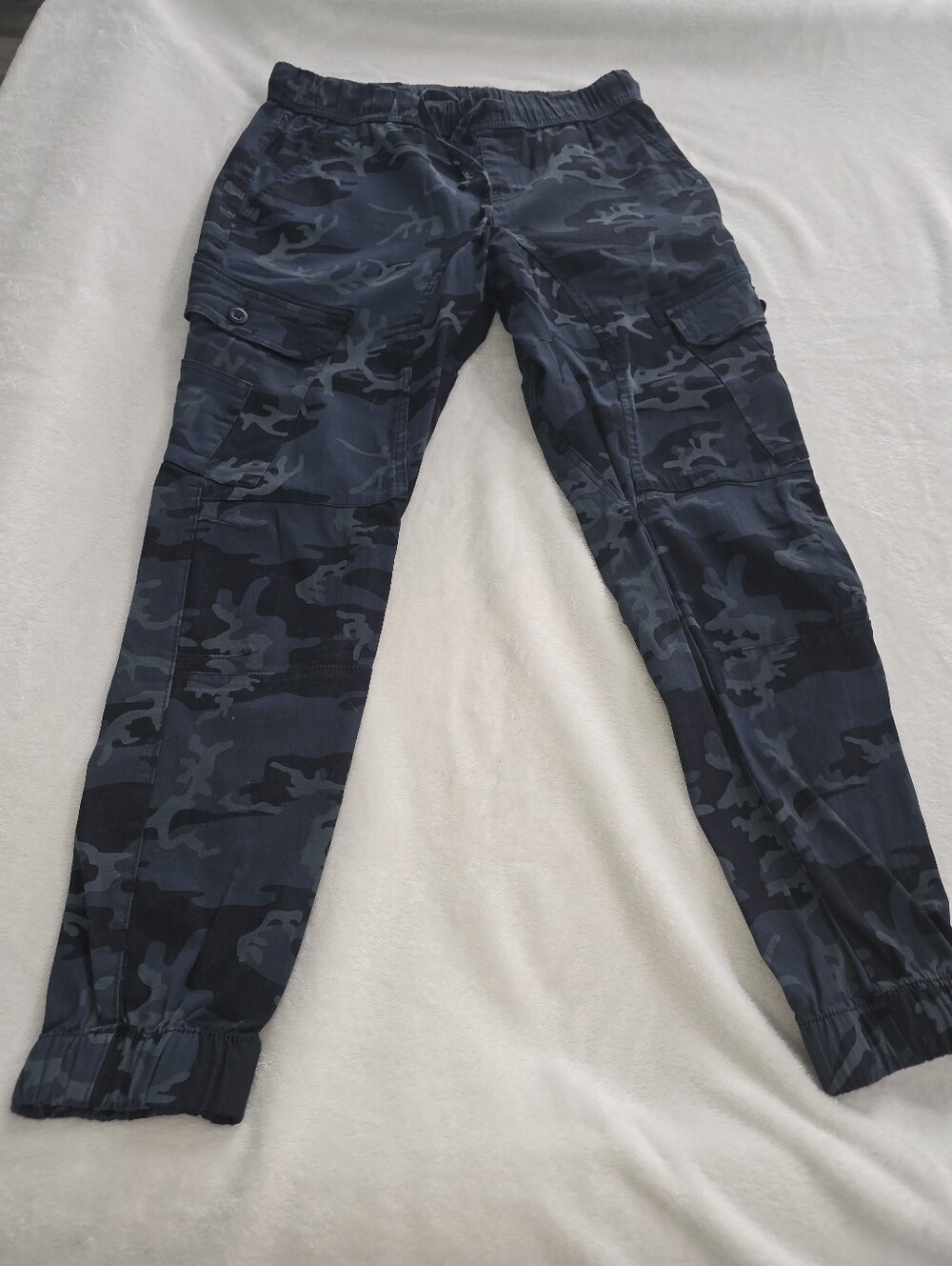 Womens Navy Blue Camo Cargo Pants